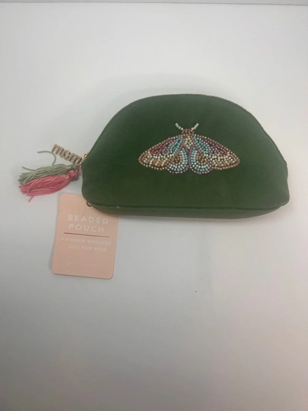 Butterfly Pouch Green, Beaded, Mom, Mother’s Day